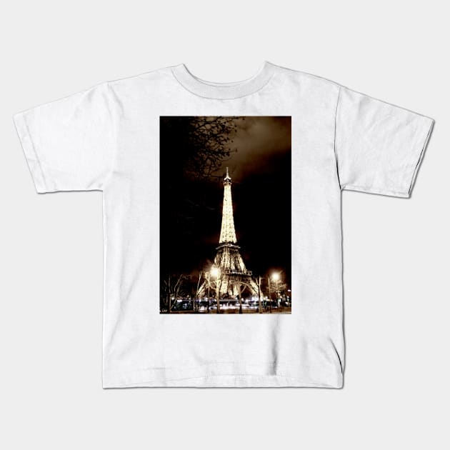 Eiffel Tower at night Kids T-Shirt by SHappe